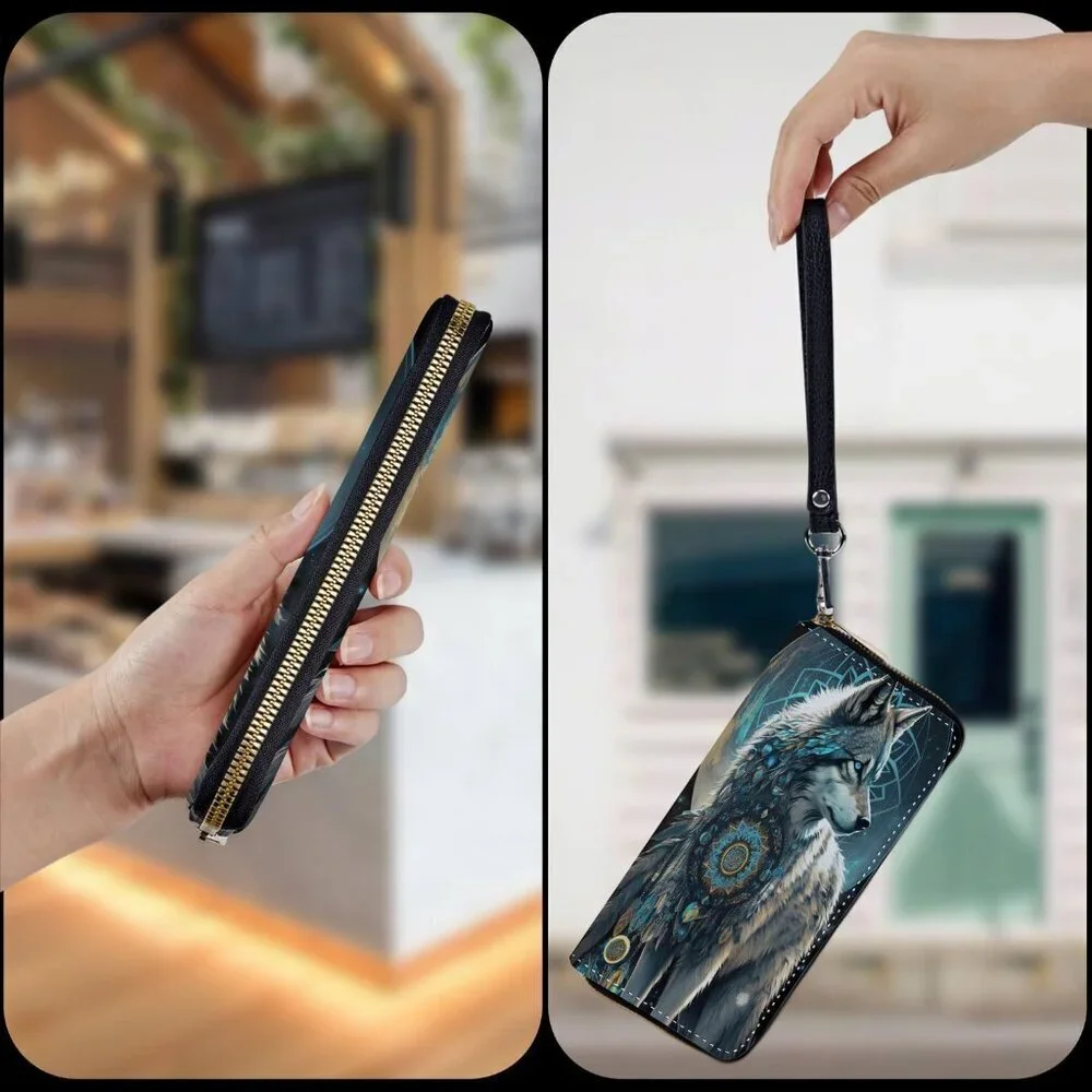 Leather RFID Wallet with Wristlet for Women Teen Girls Large Capacity Travel Pur
